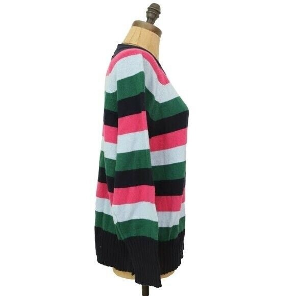 1901 Side Button Sweater Size L Crew Lindsay Stripe Multicolor NWT $79 B44 - Picture 3 of 6
